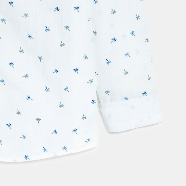 قميص بطبعة شجرة النخيل باللون الأبيض، للأولاد